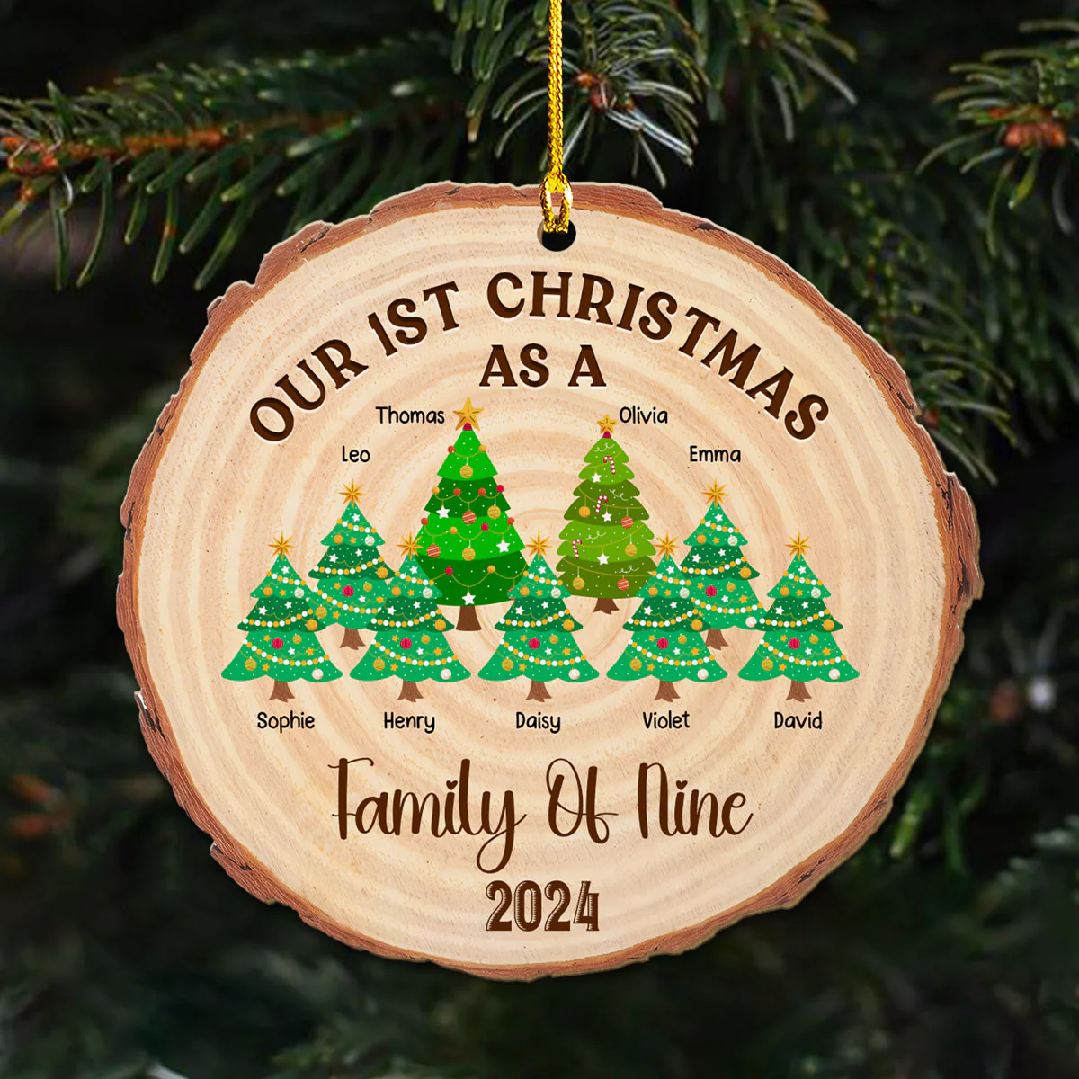 First Christmas As A Family - Personalized Custom Wood Ornament - Image 4