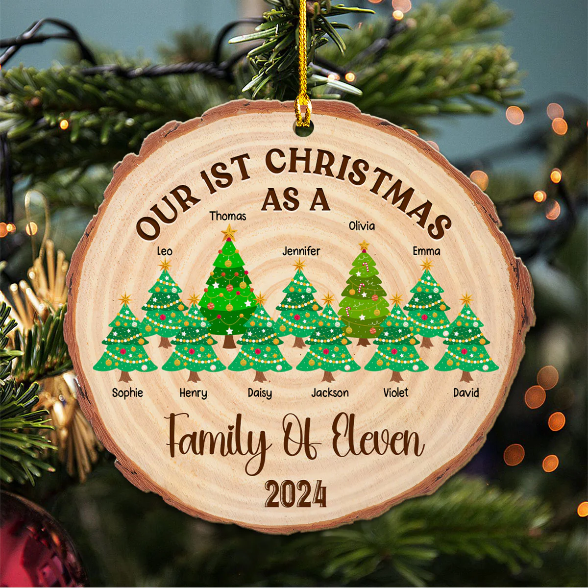 First Christmas As A Family - Personalized Custom Wood Ornament - Image 5