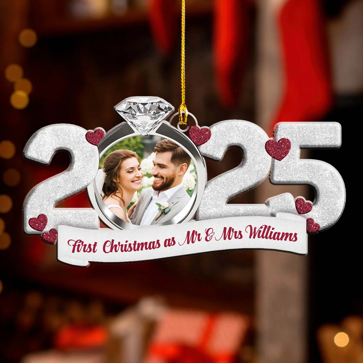 First Christmas As Mr And Mrs 2 - Personalized Custom Acrylic Ornament - Image 2