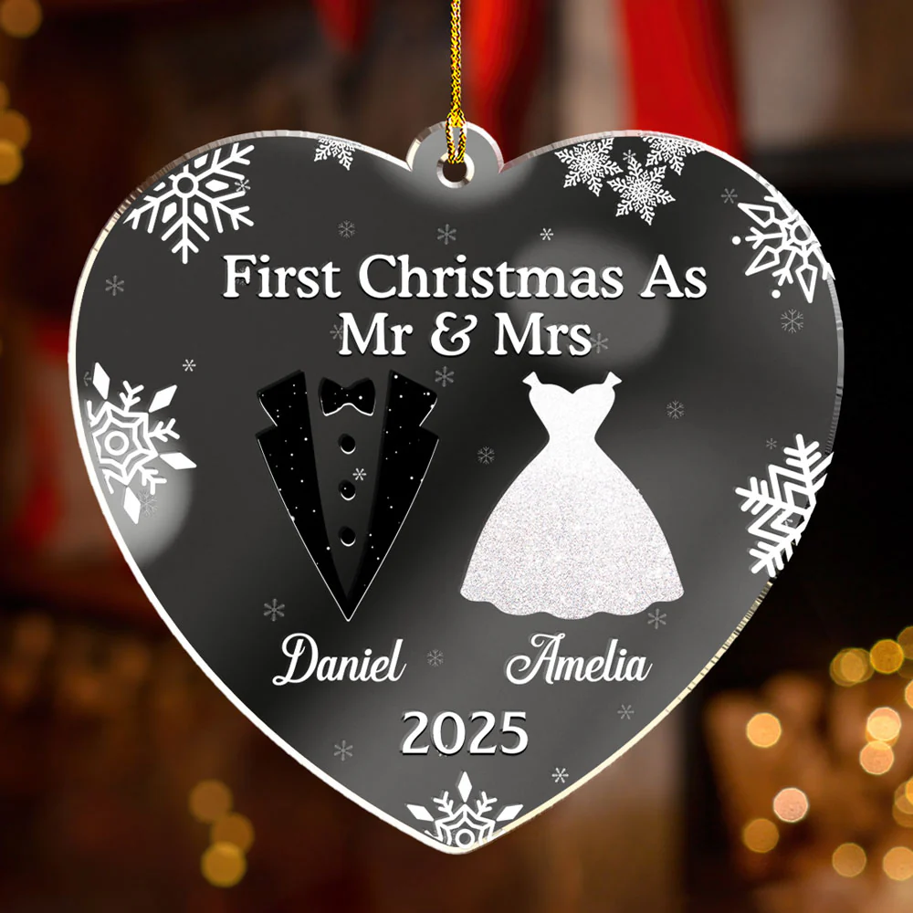 First Christmas As - Personalized Custom Mirrored Acrylic Ornament - Image 2