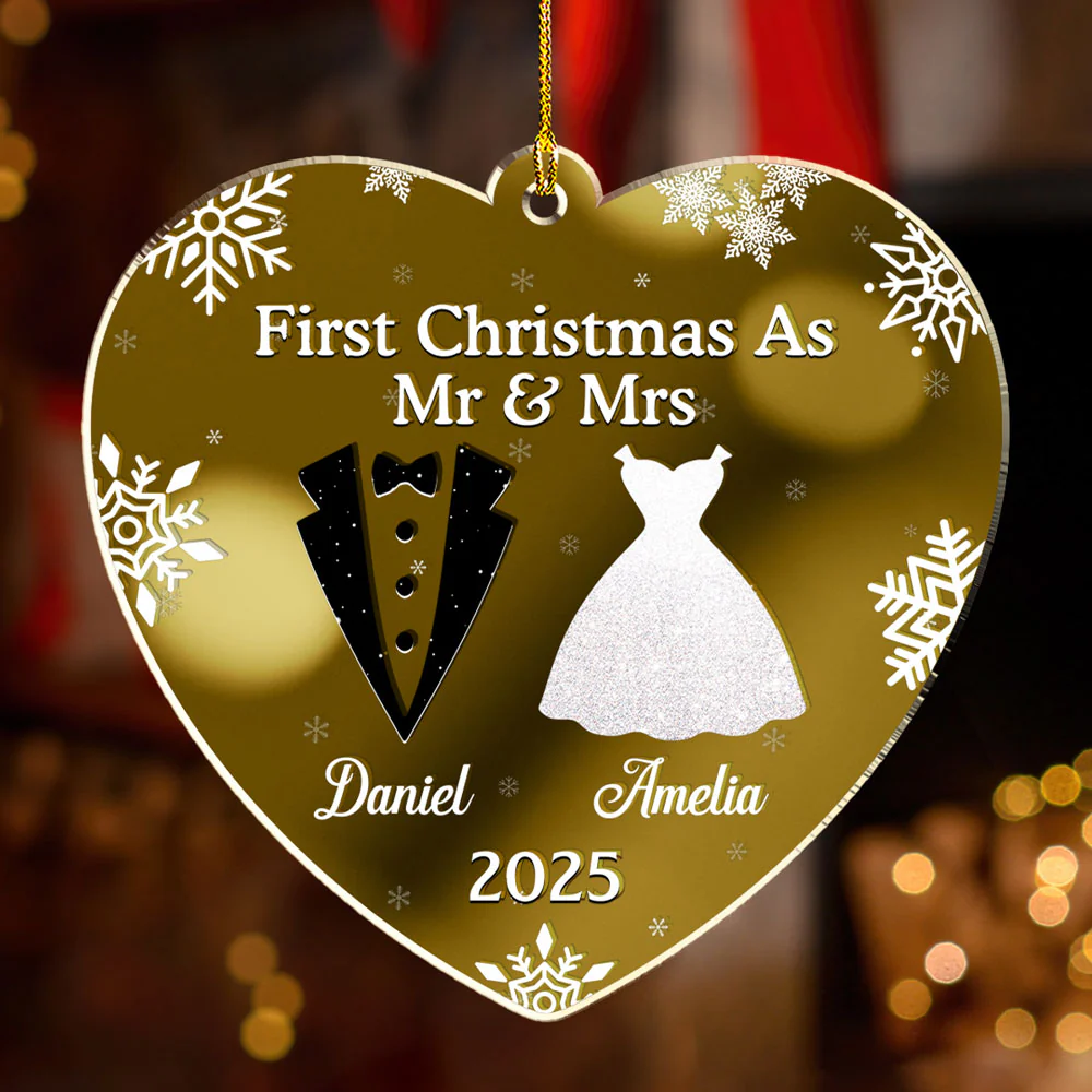 First Christmas As - Personalized Custom Mirrored Acrylic Ornament - Image 4