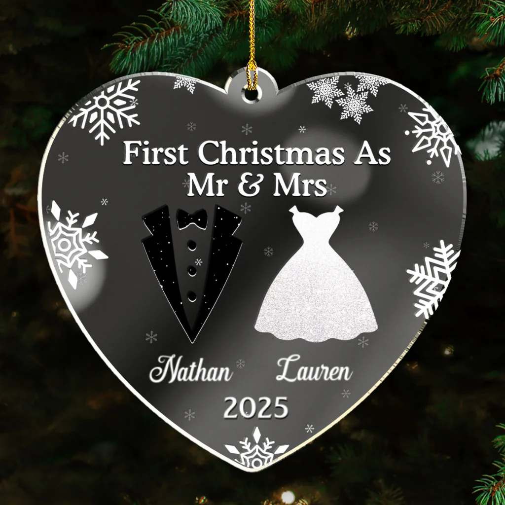 First Christmas As - Personalized Custom Mirrored Acrylic Ornament - Image 6