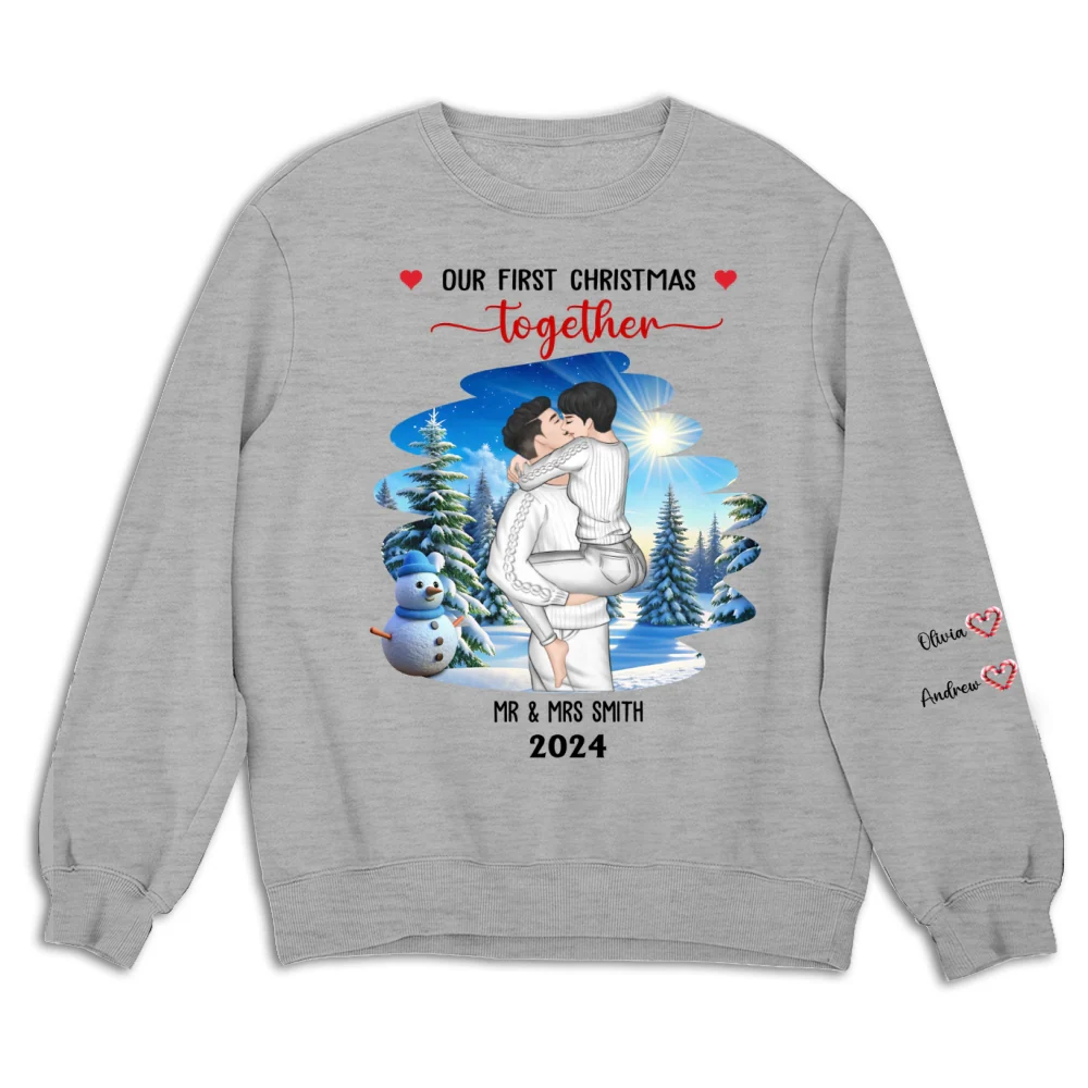 First Christmas Couple - Personalized Custom Sweatshirt - Image 7