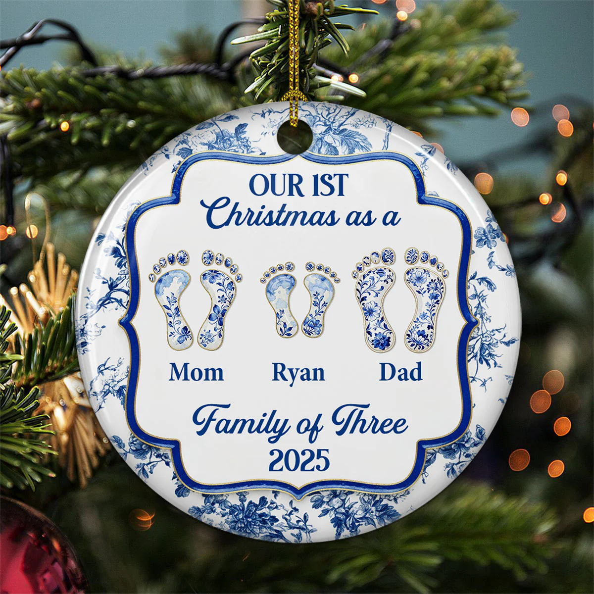 First Christmas Family - Personalized Custom Ceramic Ornament - Image 3
