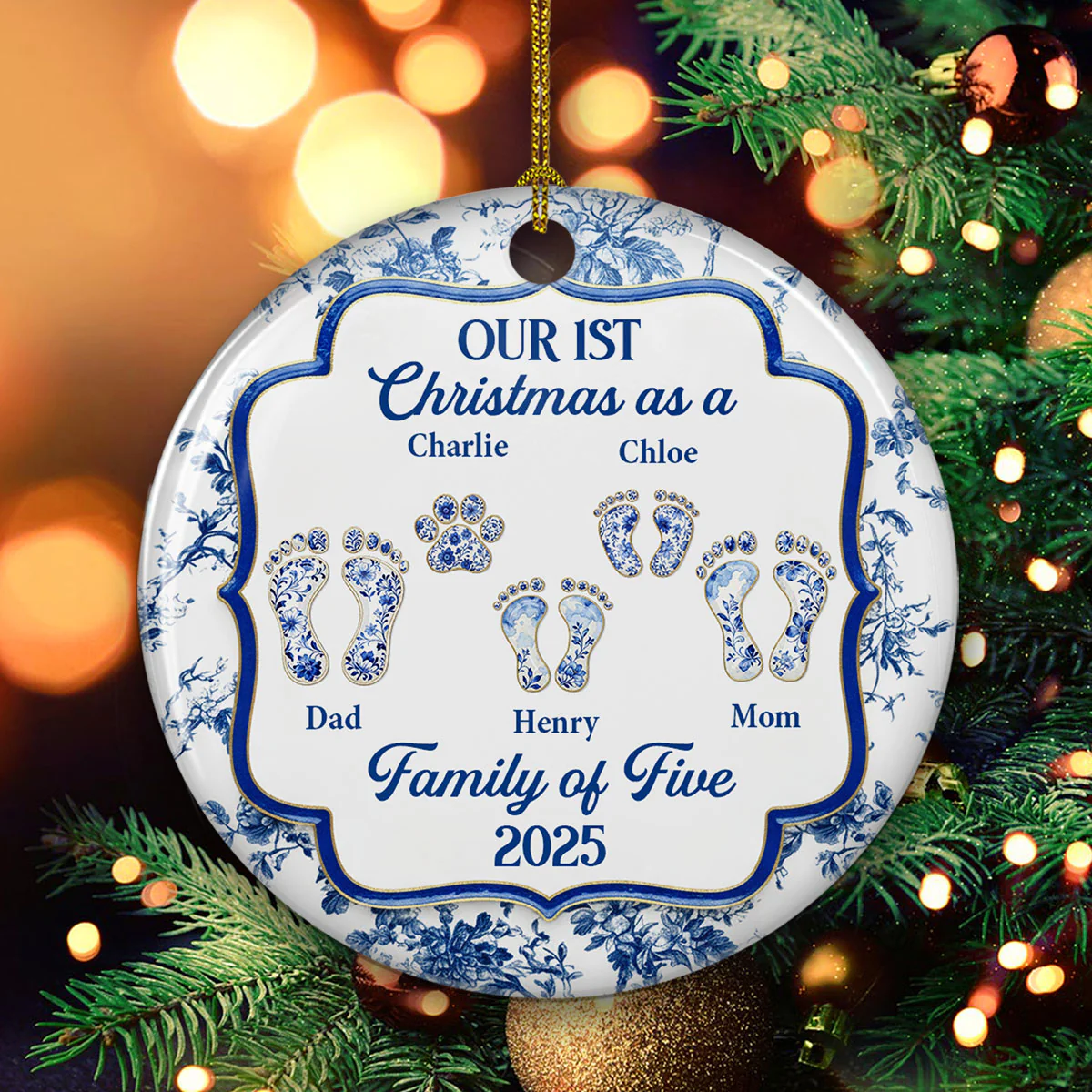 First Christmas Family - Personalized Custom Ceramic Ornament - Image 4