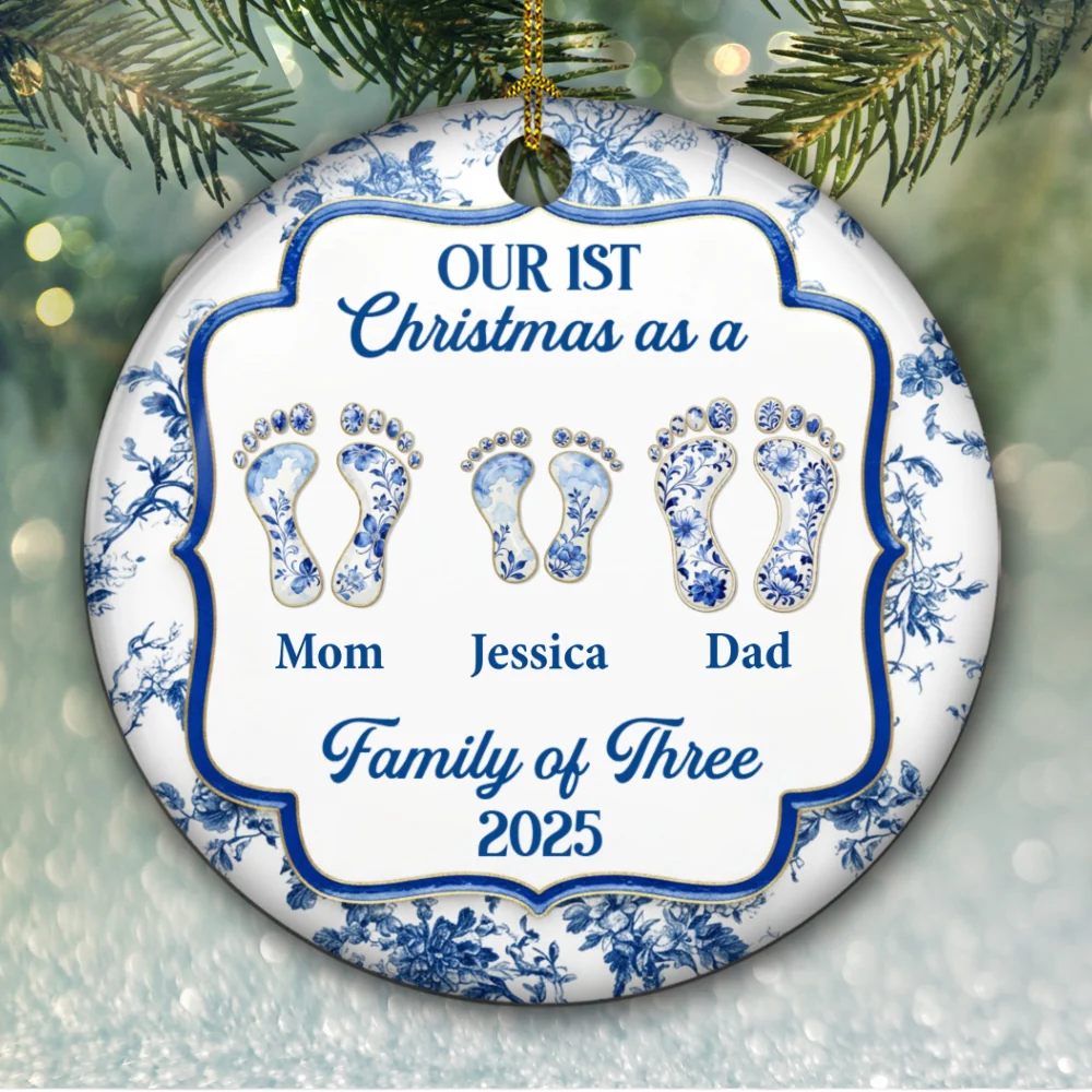 First Christmas Family - Personalized Custom Ceramic Ornament - Image 5