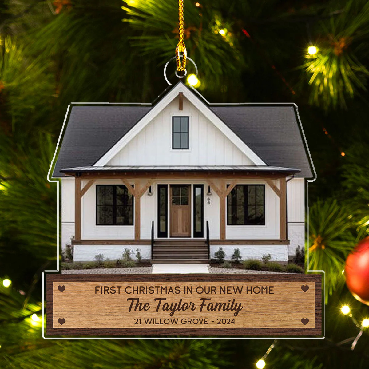 First Christmas In Our New Home Custom Photo - Personalized Custom Acrylic Ornament - Image 4