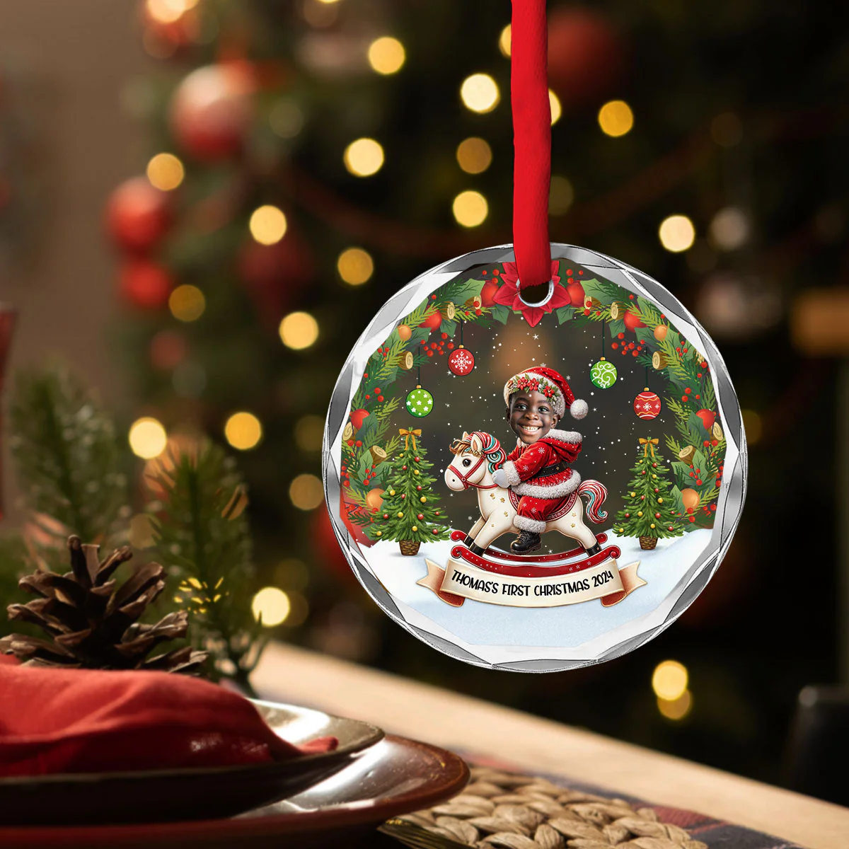 First Christmas Of Baby - Personalized Custom Glass Ornament - Image 3