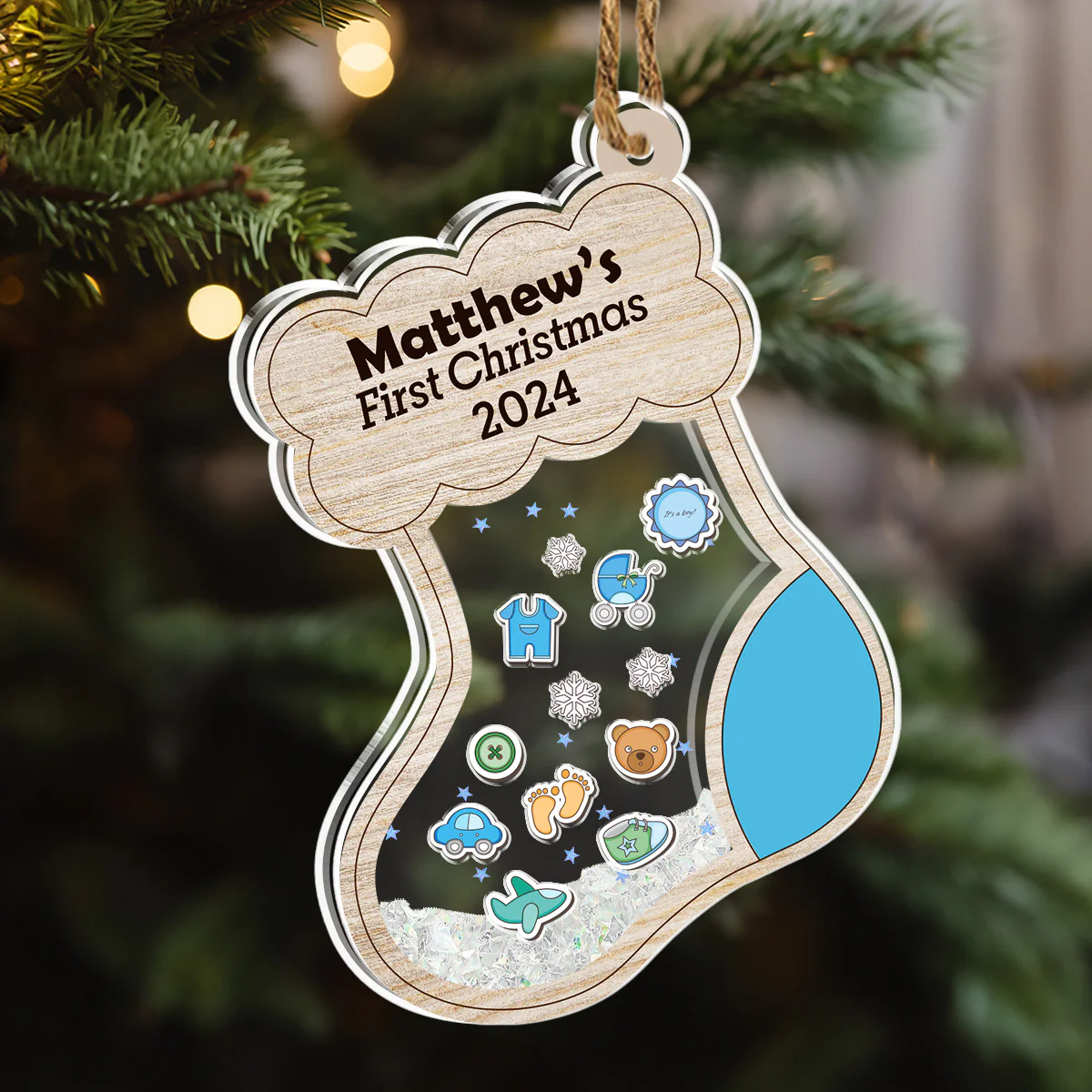 First Christmas - Personalized Custom Acrylic Shaker Ornament - Image 4
