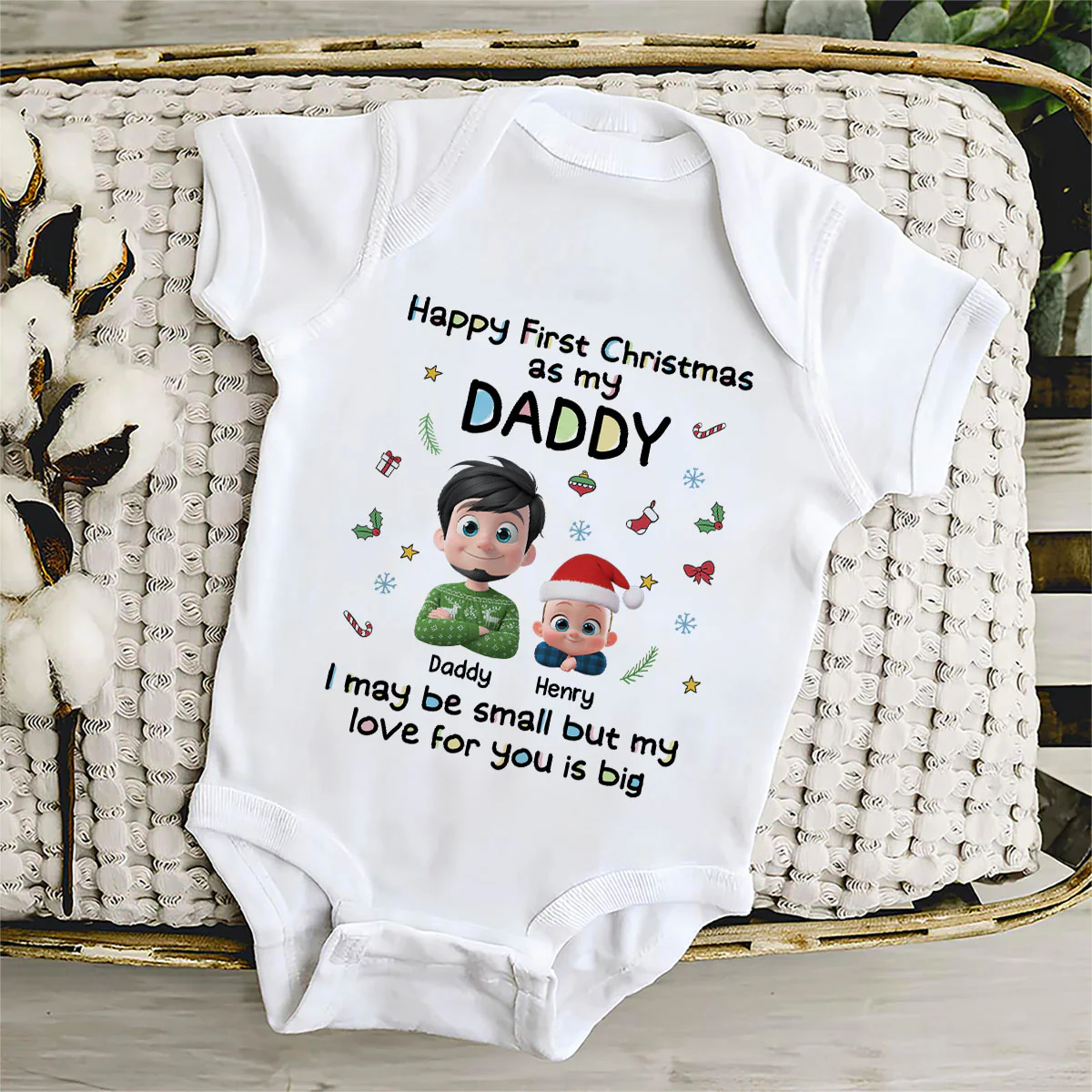 First Christmas With Baby - Personalized Custom Baby Onesie - Image 5