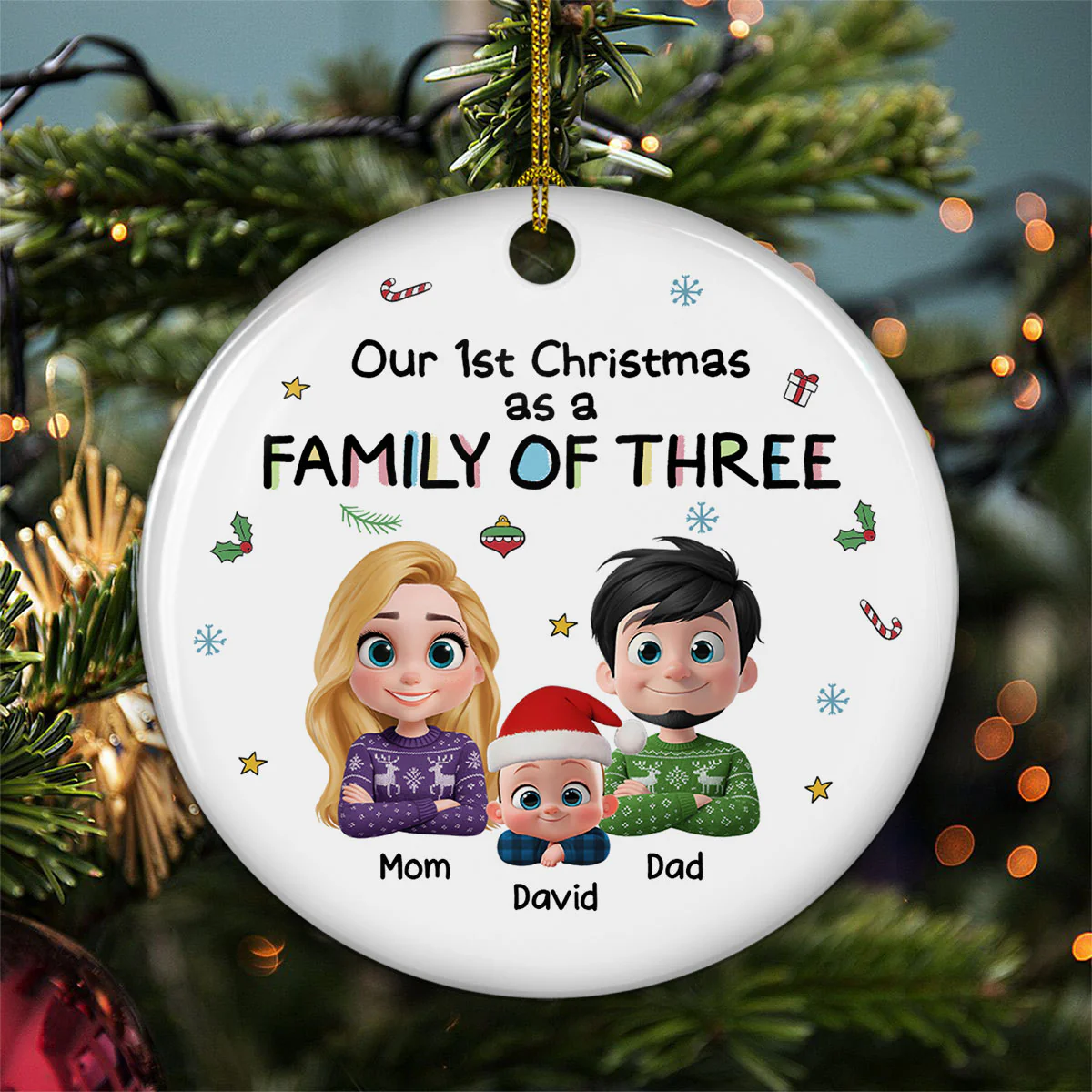 First Christmas With Baby - Personalized Custom Ceramic Ornament - Image 4