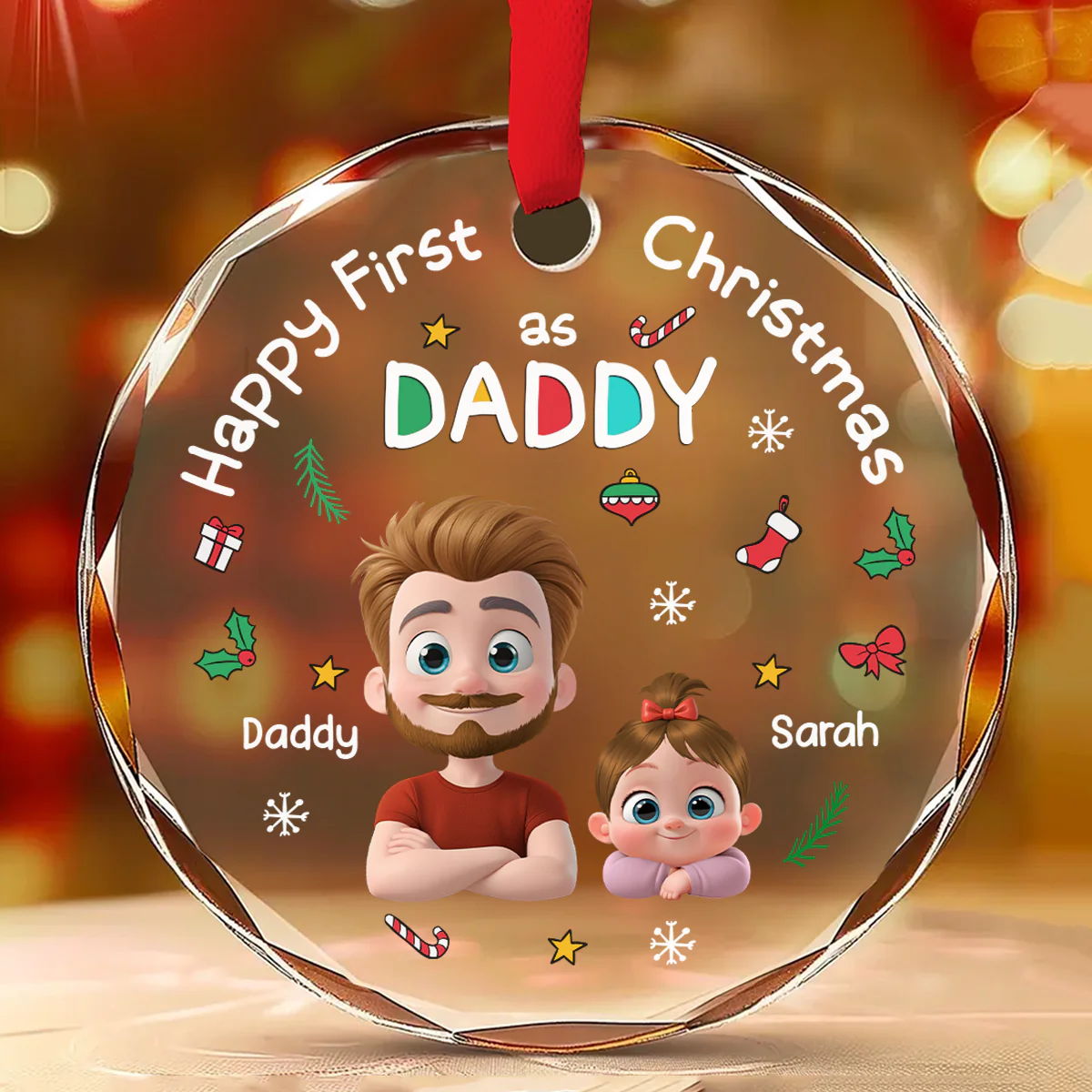 First Christmas With Baby - Personalized Custom Glass Ornament - Image 2