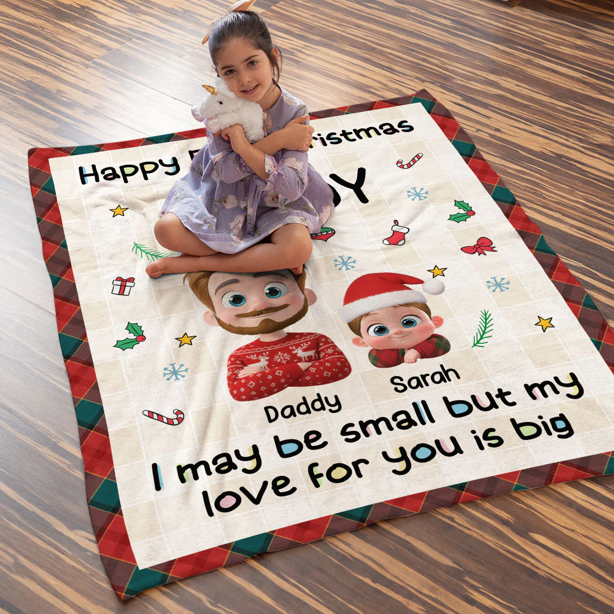 First Christmas With Dad - Personalized Custom Fleece Blanket - Image 4