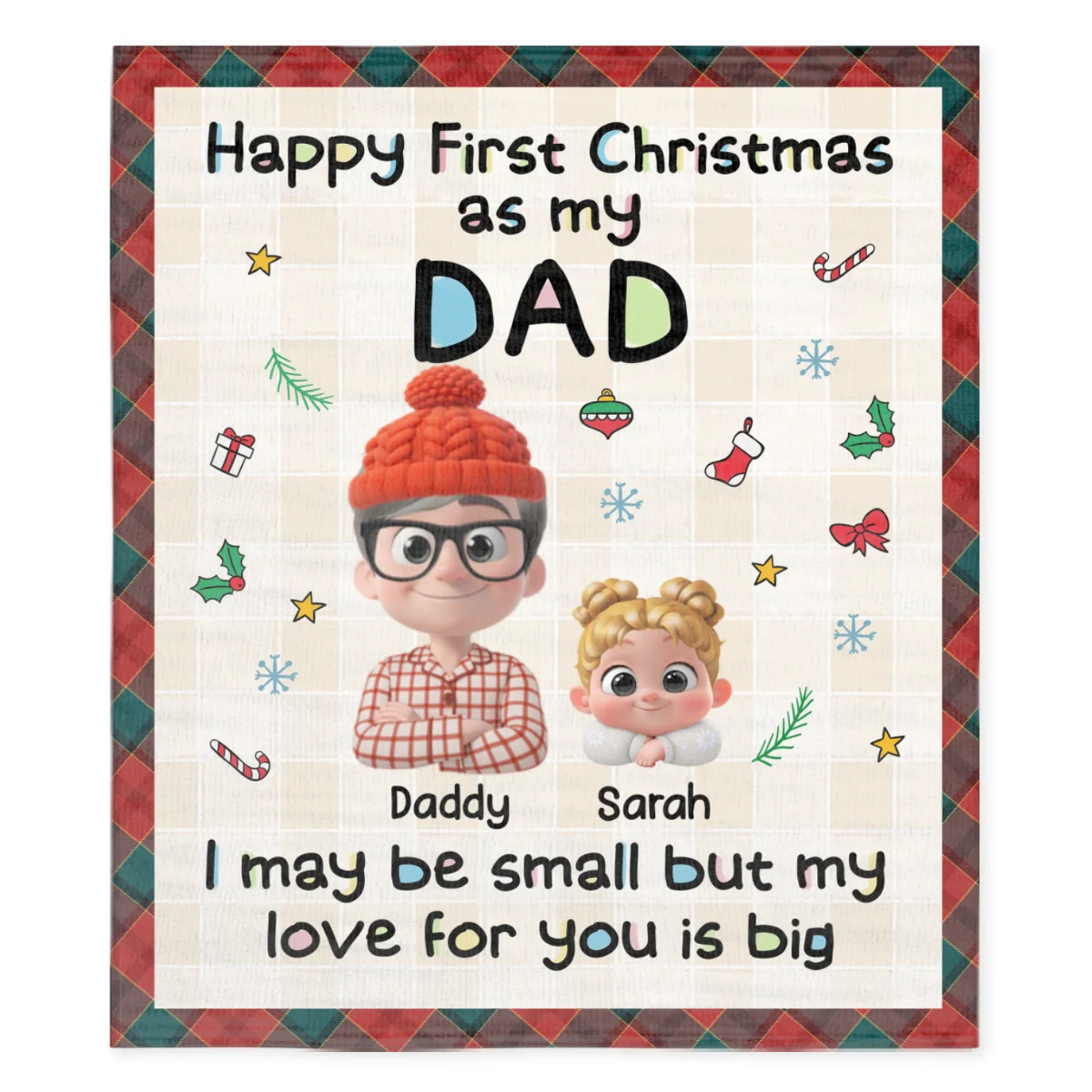 First Christmas With Dad - Personalized Custom Fleece Blanket - Image 6
