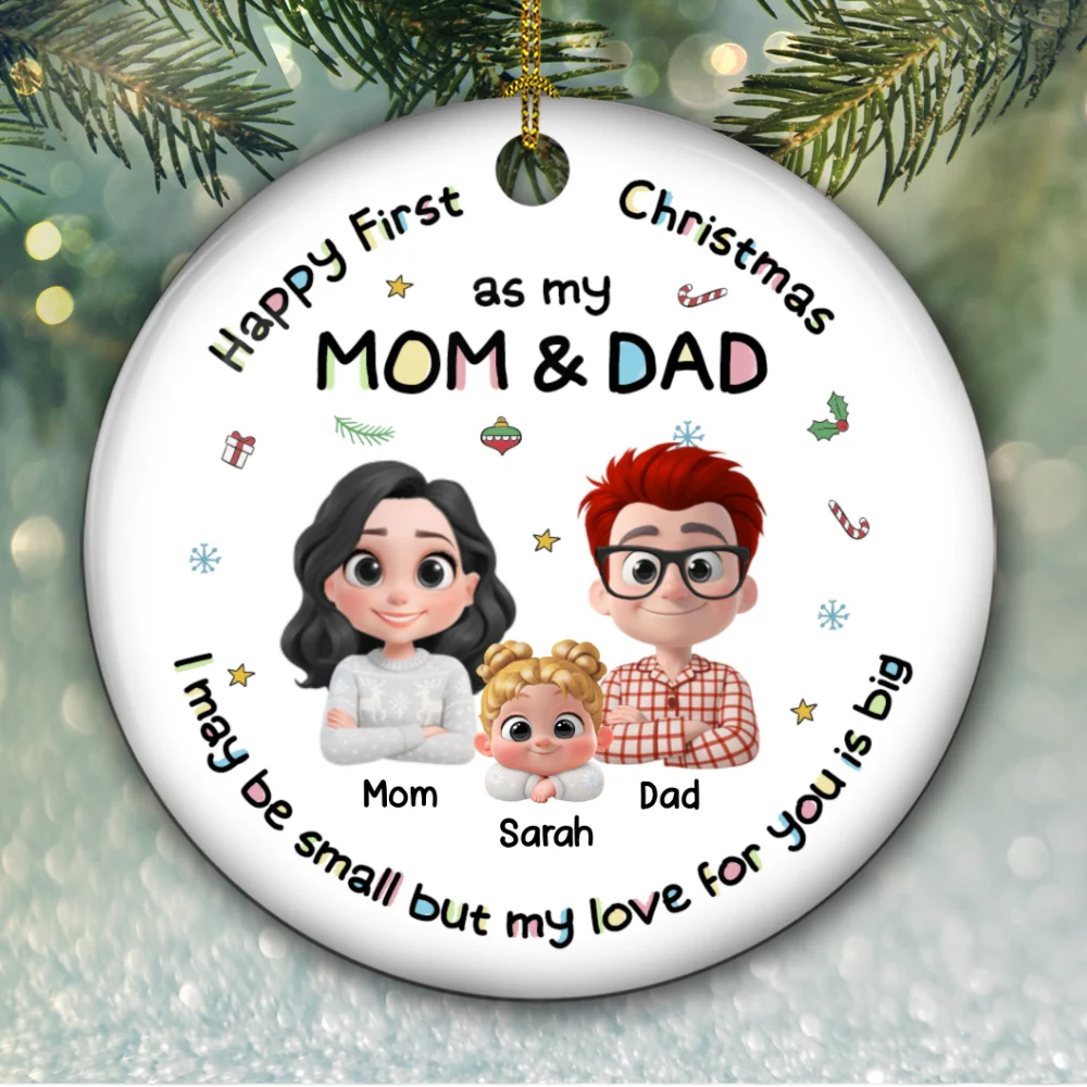 First Christmas With Mom And Dad - Personalized Custom Ceramic Ornament - Image 5
