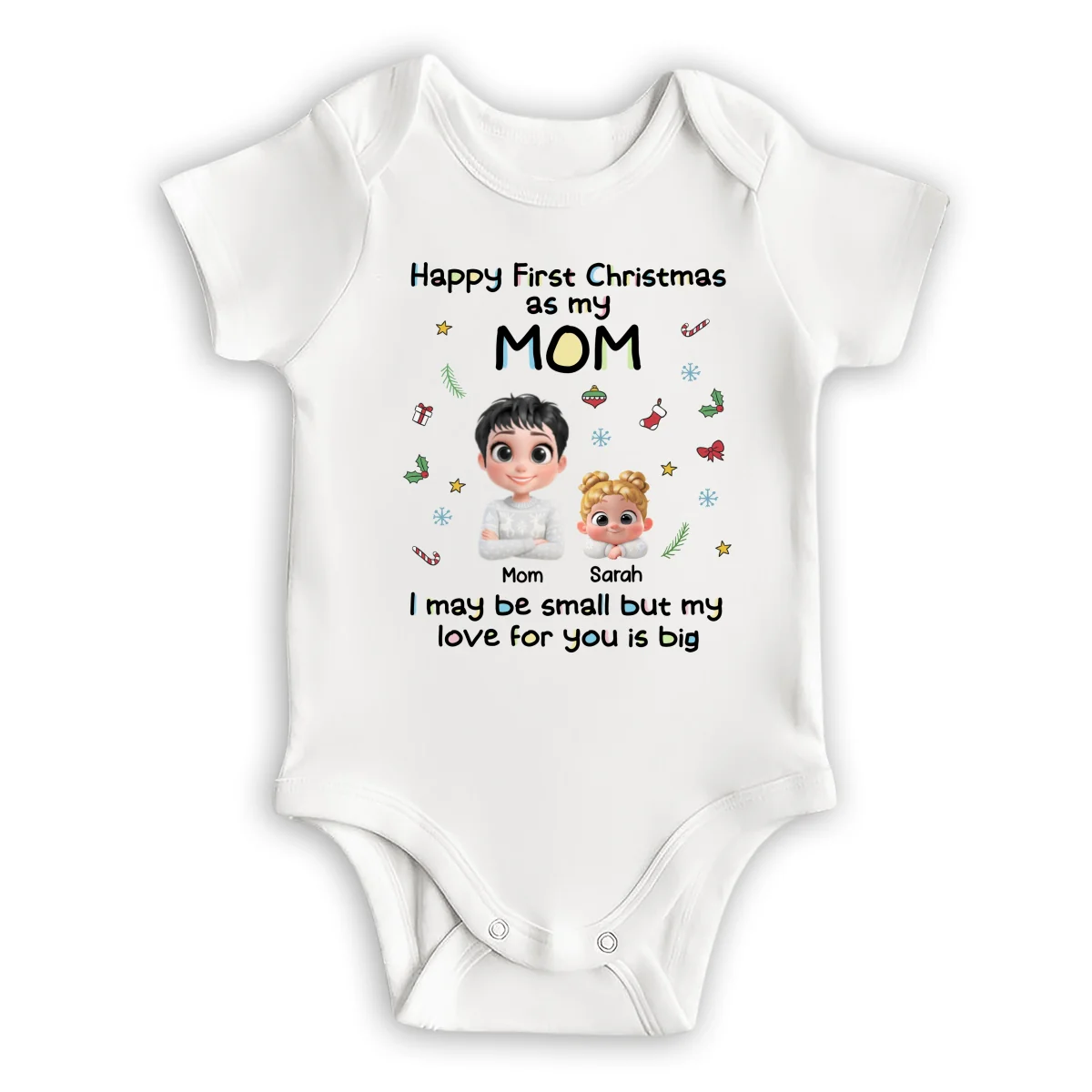 First Christmas With Mom - Personalized Custom Baby Onesie - Image 7