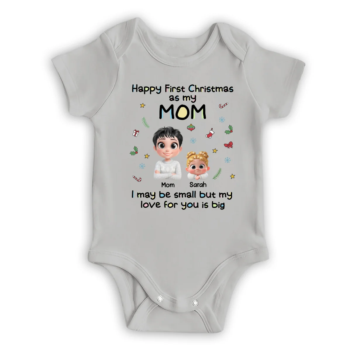 First Christmas With Mom - Personalized Custom Baby Onesie - Image 8