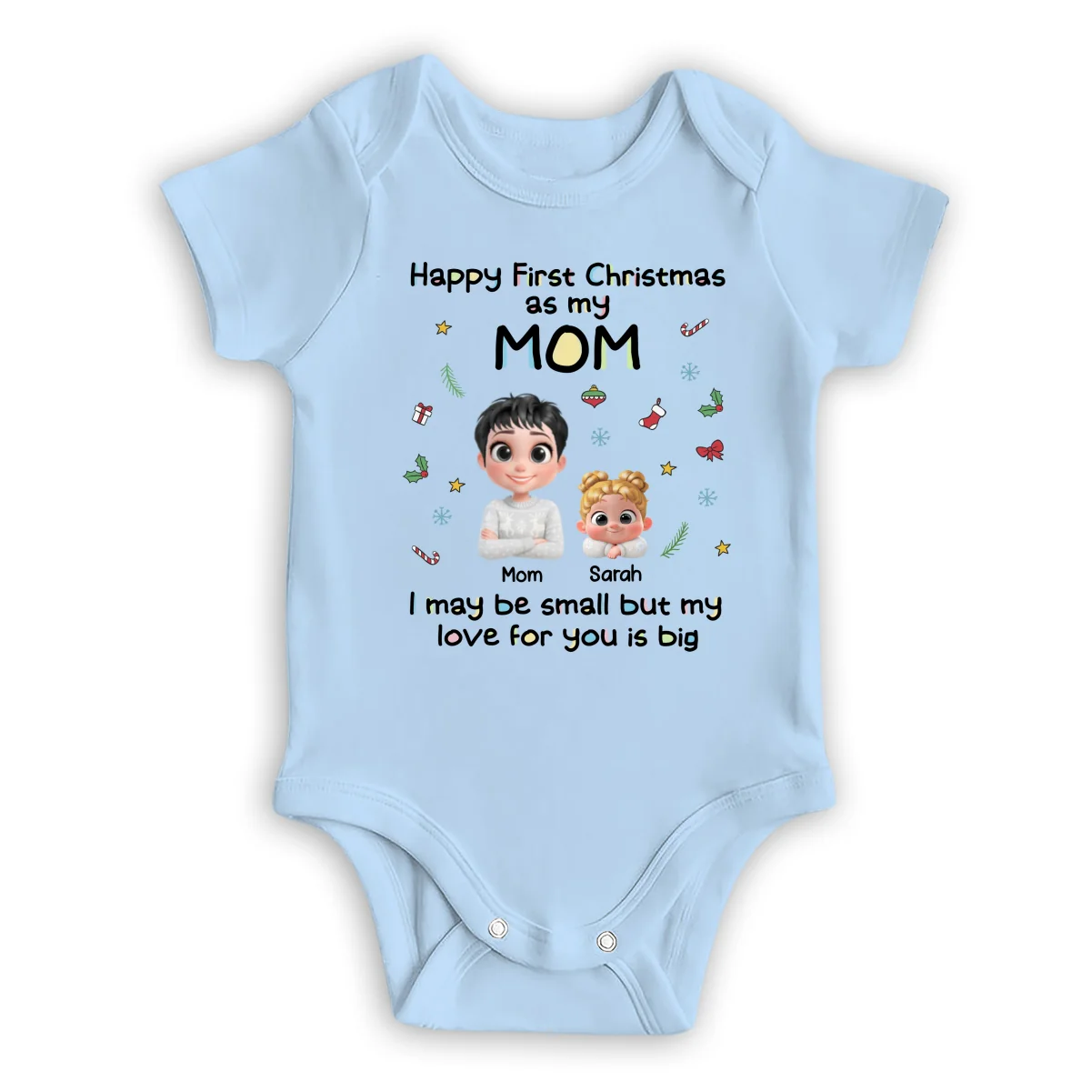 First Christmas With Mom - Personalized Custom Baby Onesie - Image 9