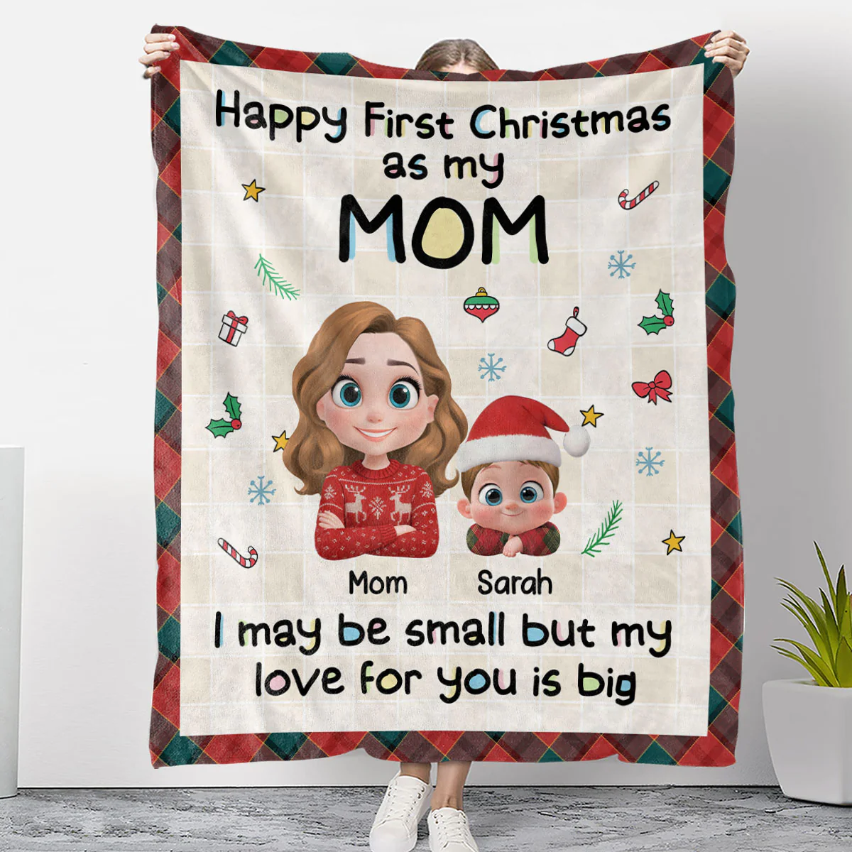 First Christmas With Mom - Personalized Custom Fleece Blanket