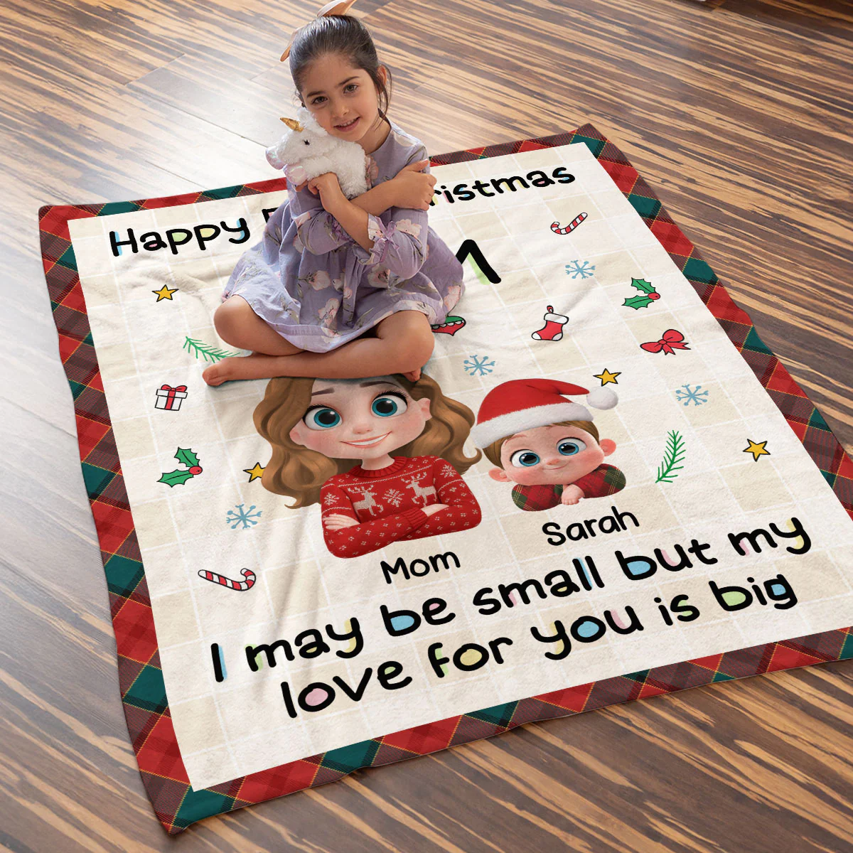 First Christmas With Mom - Personalized Custom Fleece Blanket - Image 3