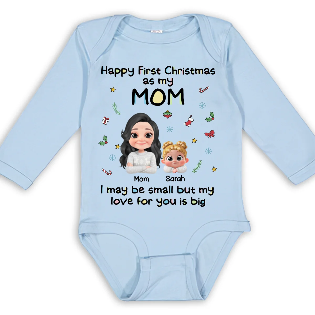 First Christmas With Mom -  Personalized Custom Long Sleeve Baby Onesie - Image 8
