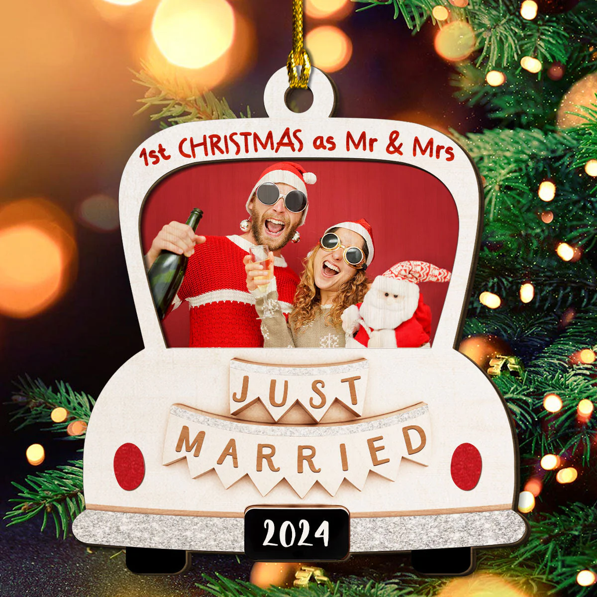 First Christmas With You - Personalized Custom 2-layered Wood Ornament - Image 2