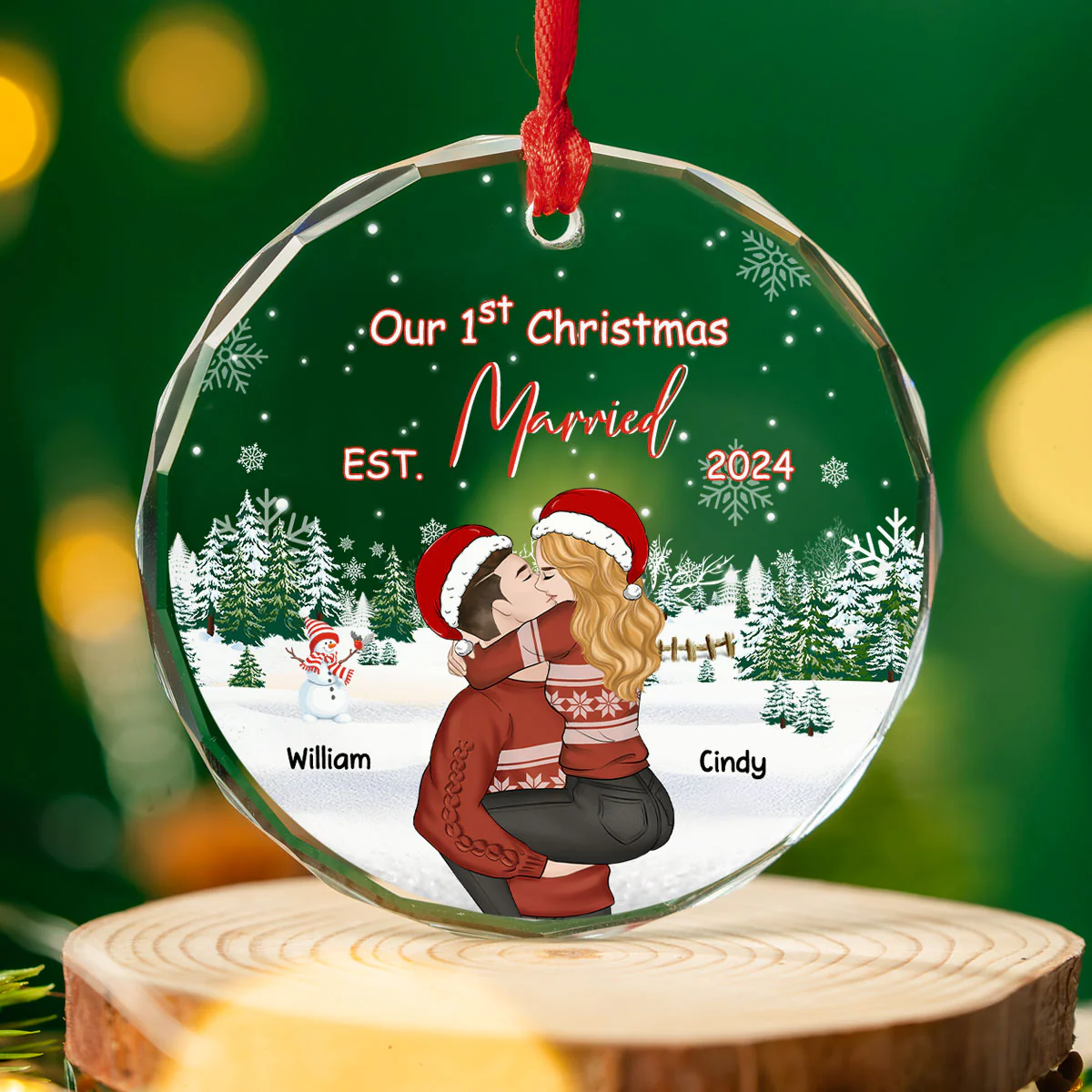 First Christmas With You - Personalized Custom Glass Ornament - Image 3