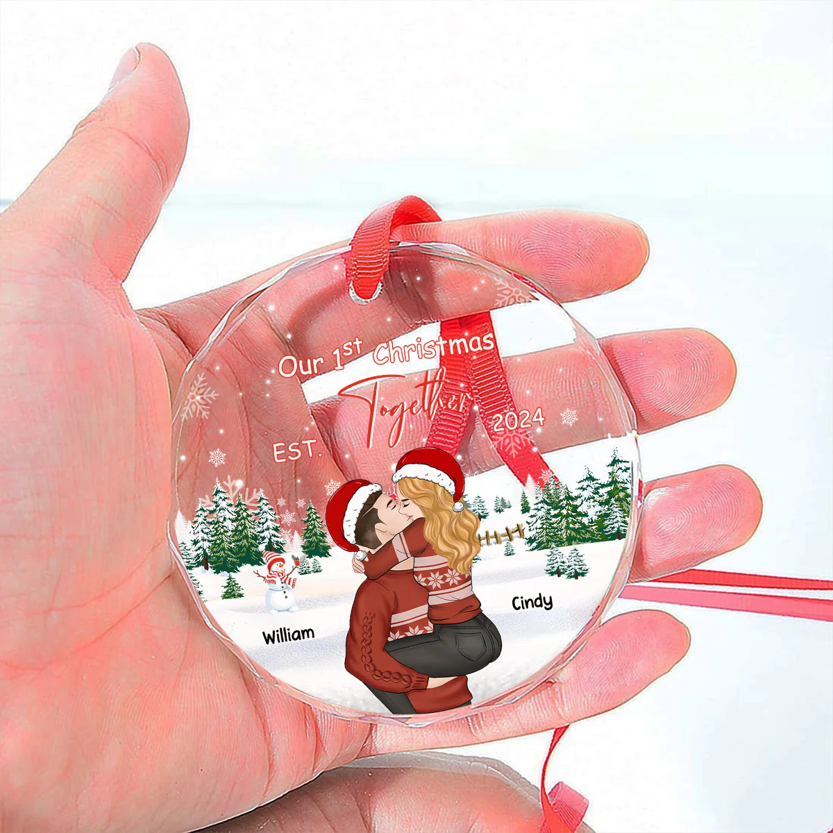 First Christmas With You - Personalized Custom Glass Ornament - Image 4