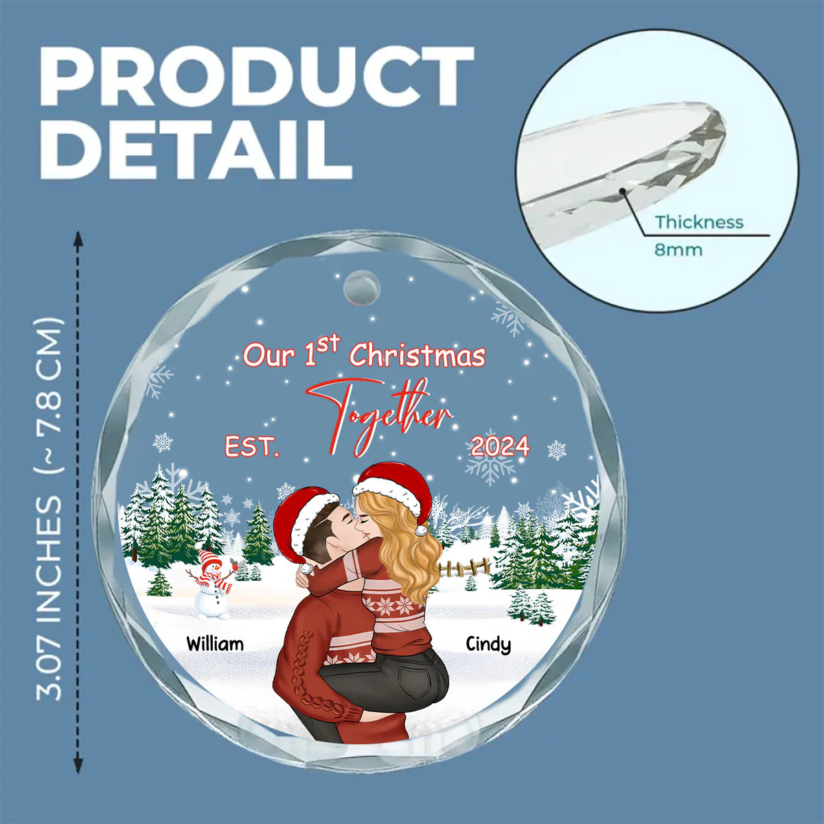 First Christmas With You - Personalized Custom Glass Ornament - Image 5