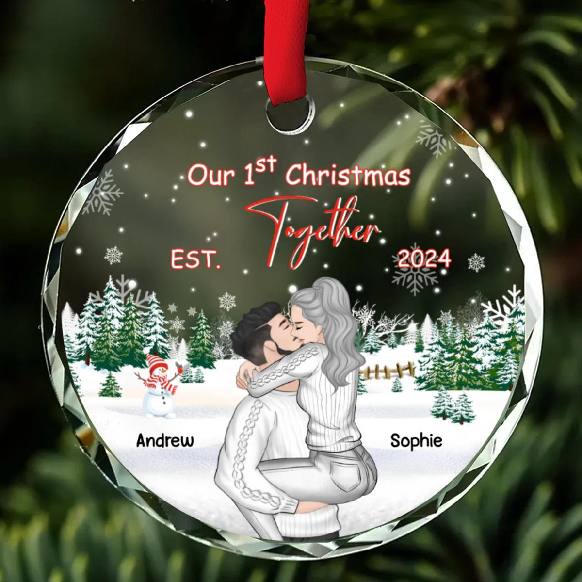First Christmas With You - Personalized Custom Glass Ornament - Image 6