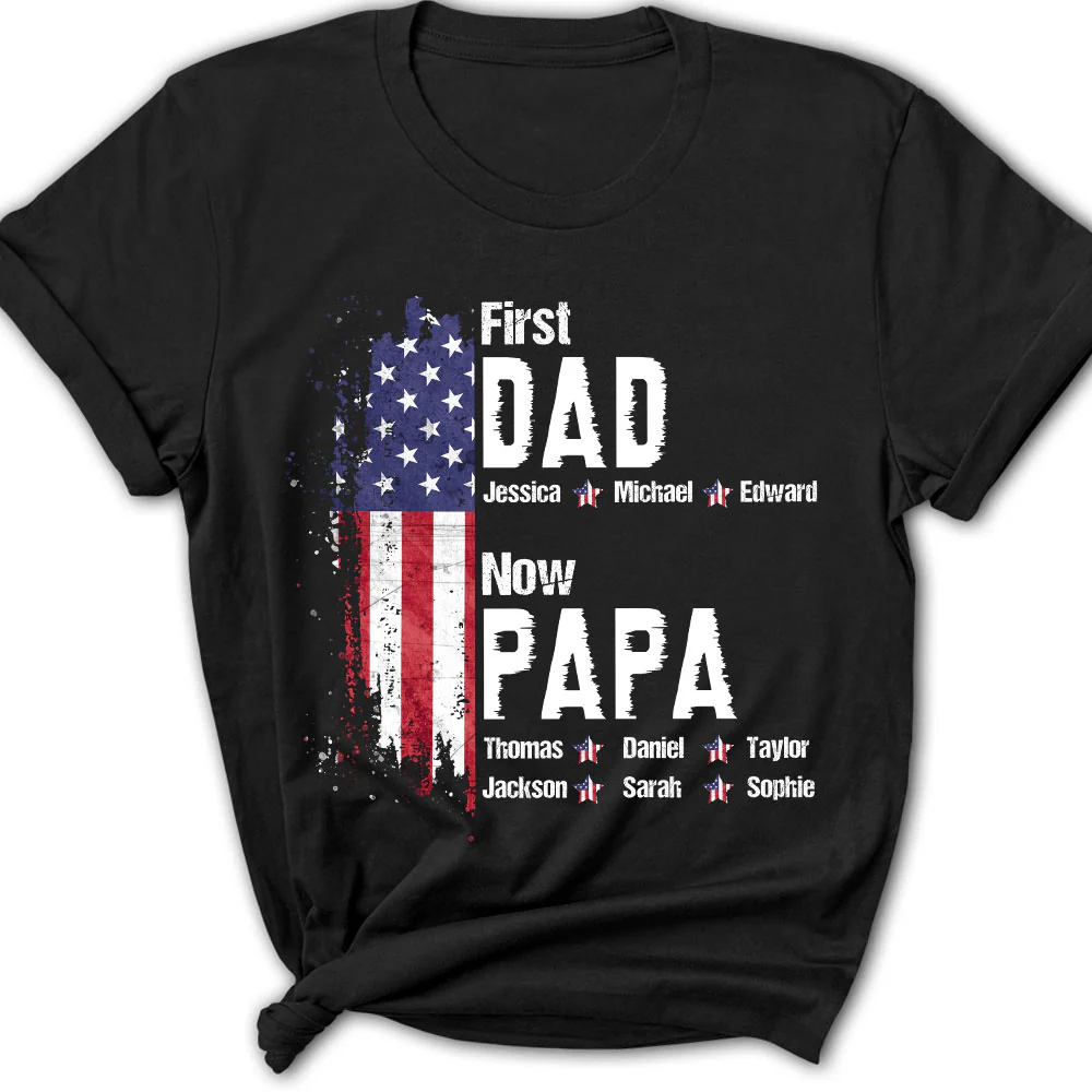 First Dad Now Best Grandpa - Personalized Custom Shirt - Image 3