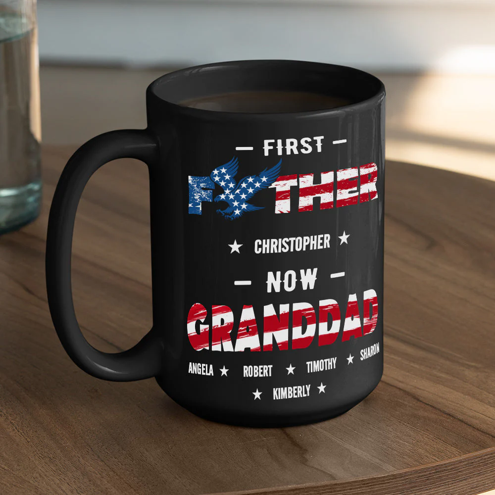 First Dad Now Granddad - Personalized Custom Coffee Mug - Image 3