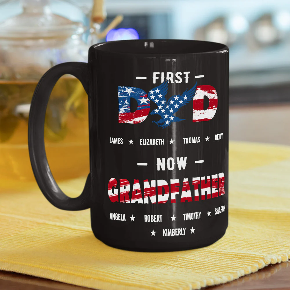 First Dad Now Granddad - Personalized Custom Coffee Mug - Image 4