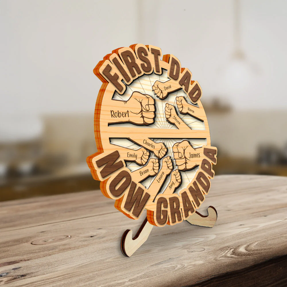 First Dad Now Grandpa 2 - Personalized Wooden Plaque - Image 5