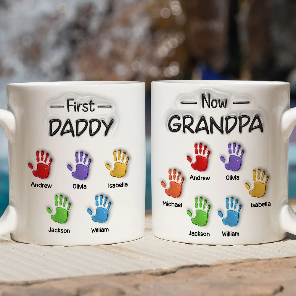 First Dad Now Grandpa Fathers Day - Personalized Custom 3D Inflated Effect Mug - Image 2