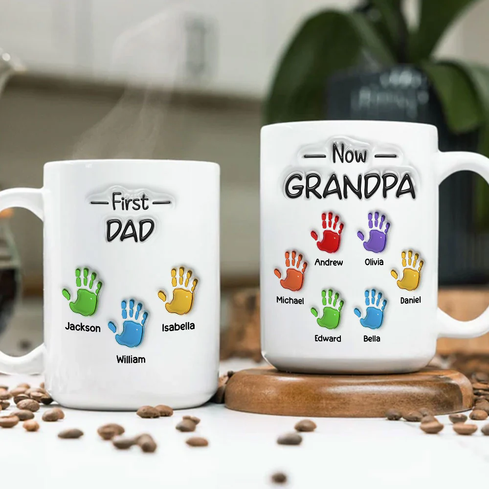 First Dad Now Grandpa Fathers Day Ver 2 - Personalized Custom 3D Inflated Effect Mug - Image 5