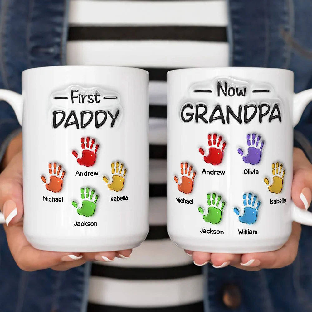 First Dad Now Grandpa Fathers Day Ver 2 - Personalized Custom 3D Inflated Effect Mug - Image 6