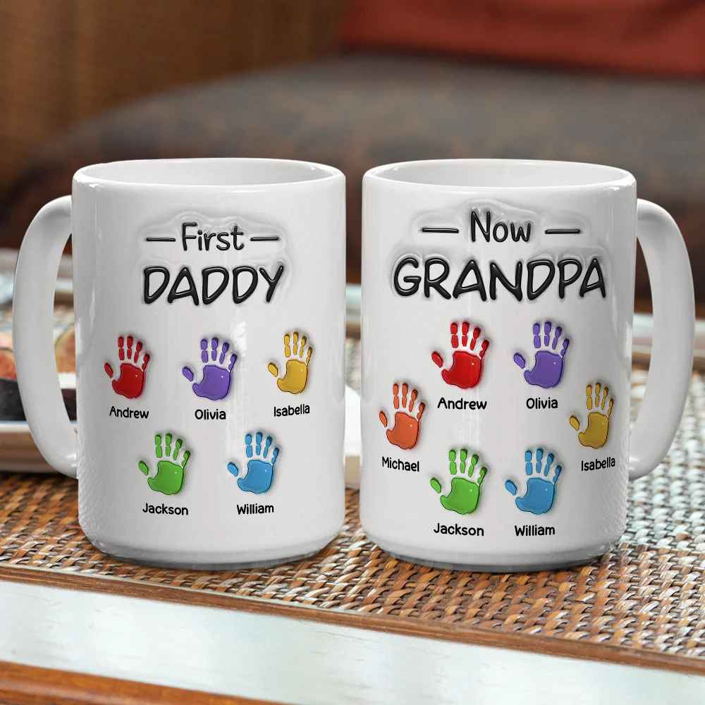 First Dad Now Grandpa Fathers Day Ver 2 - Personalized Custom 3D Inflated Effect Mug - Image 7