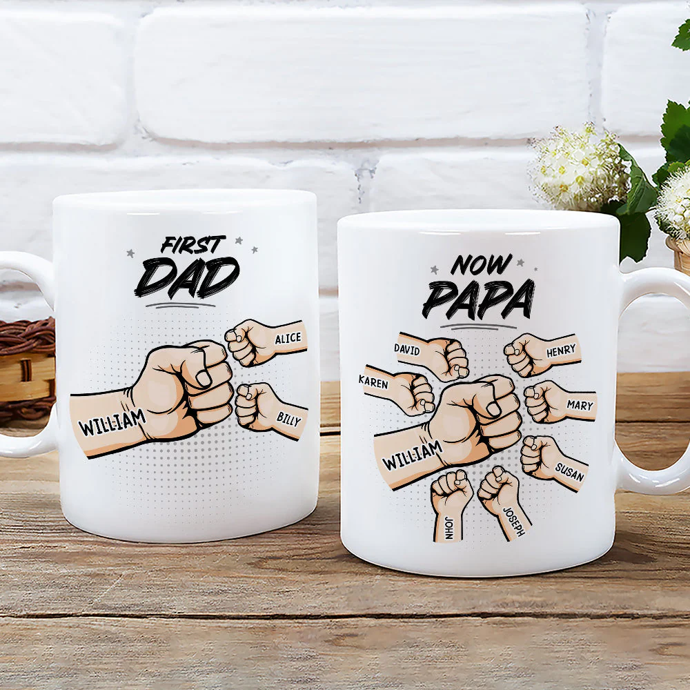 First Dad Now Grandpa - Personalized Custom Coffee Mug - Image 3