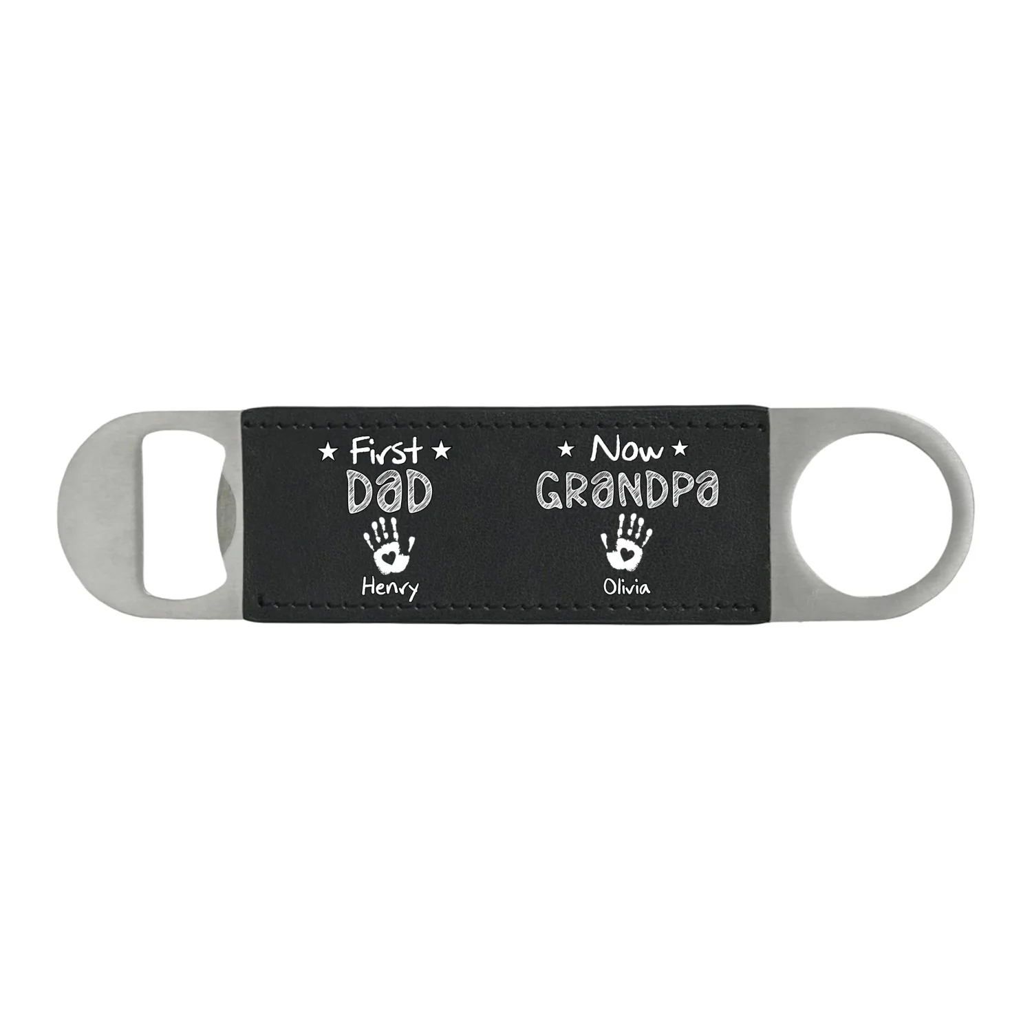First Dad Now Grandpa - Personalized Custom Leather Bottle Opener - Image 8