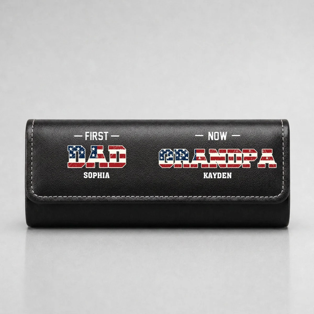 First Dad Now Grandpa - Personalized Custom Leather Eyeglass Case - Image 8