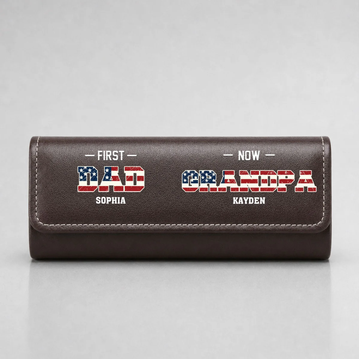 First Dad Now Grandpa - Personalized Custom Leather Eyeglass Case - Image 9
