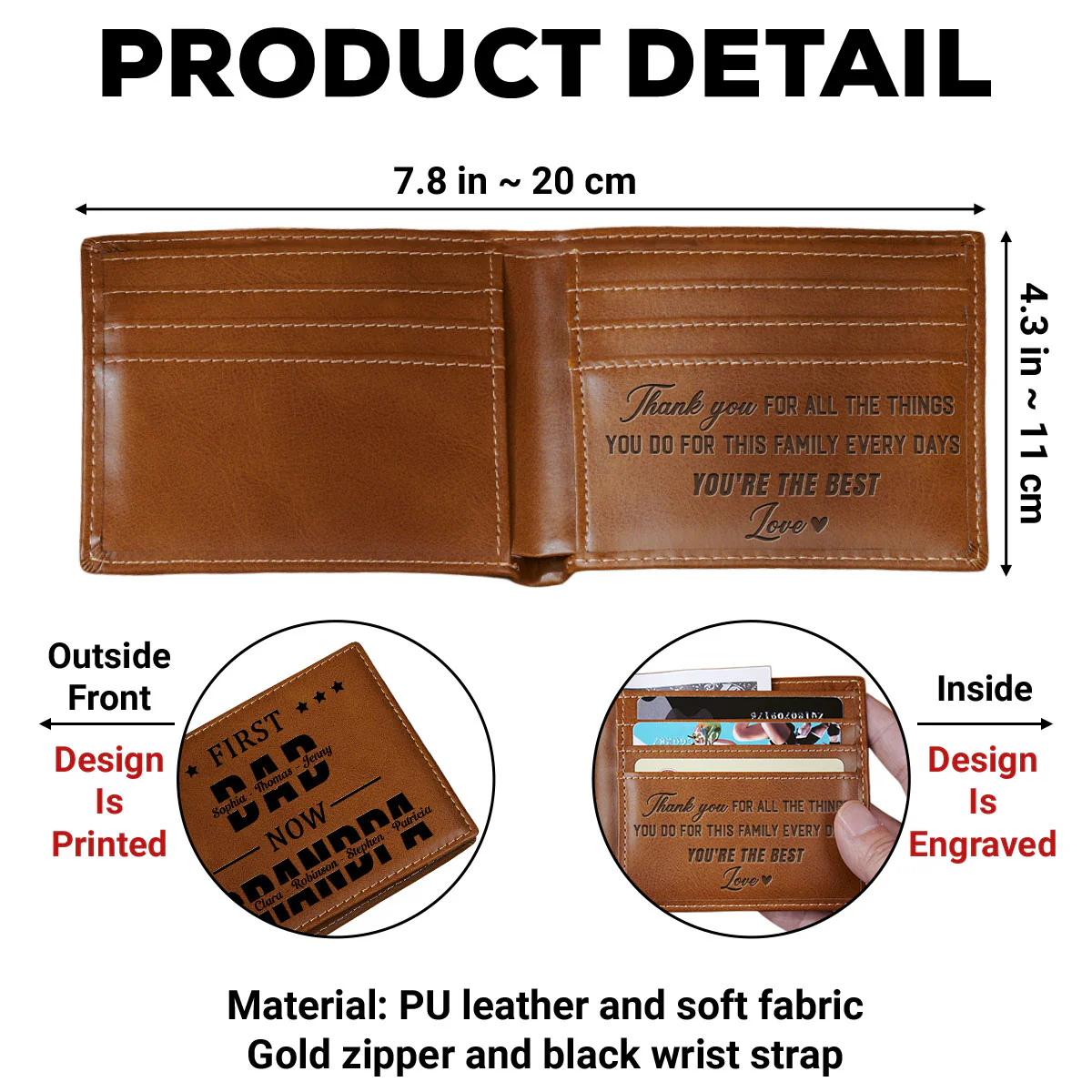 First Dad Now Grandpa - Personalized Custom Printed Men Leather Wallet - Image 6