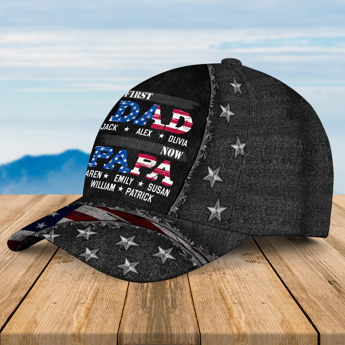 First Dad Now Papa 2 - Personalized Custom Classic Cap - Image 4