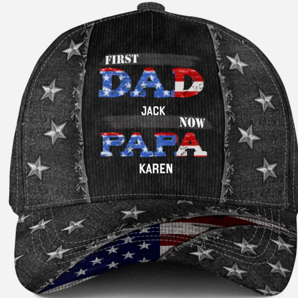 First Dad Now Papa 2 - Personalized Custom Classic Cap - Image 7