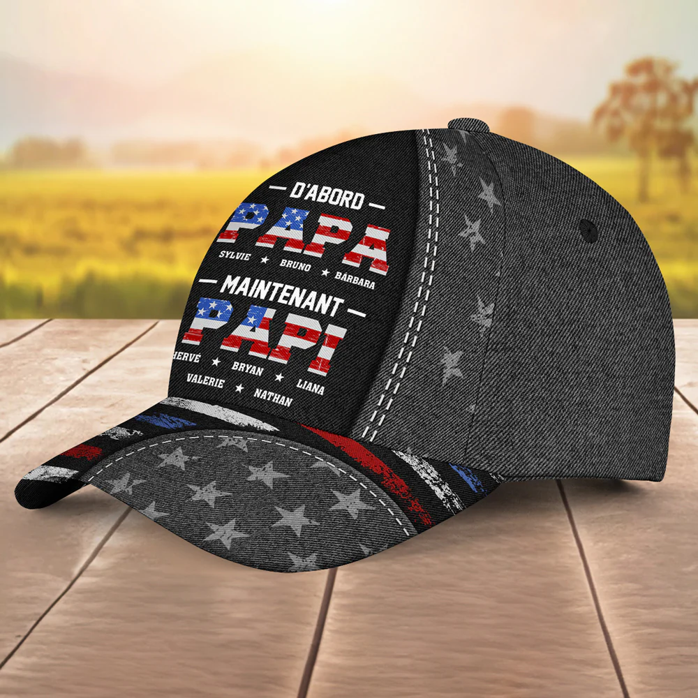 First Dad Now Papa 2 - Personalized Custom Classic Cap - Image 3