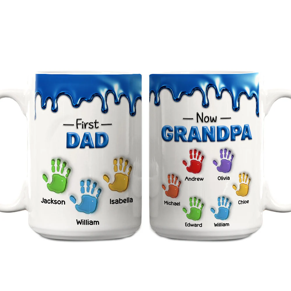 First Dad Now Papa Fathers Day - Personalized Custom 3D Inflated Effect Mug