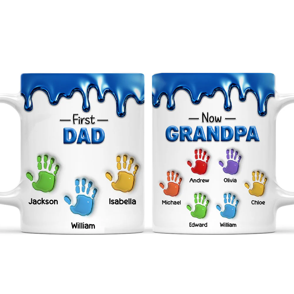 First Dad Now Papa Fathers Day - Personalized Custom 3D Inflated Effect Mug - Image 2