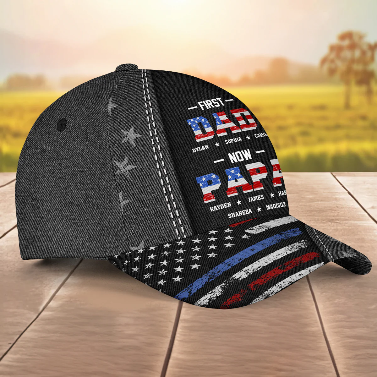 First Dad Now Papa - Personalized Custom Classic Cap - Image 3
