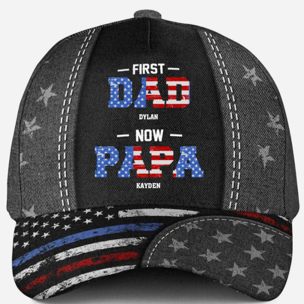 First Dad Now Papa - Personalized Custom Classic Cap - Image 6
